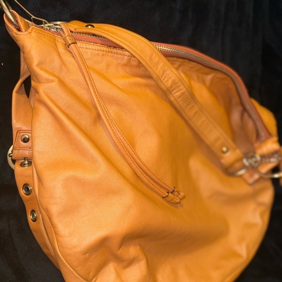 Coach Orange/Tan Leather Shoulder Bag - Picture 10 of 16